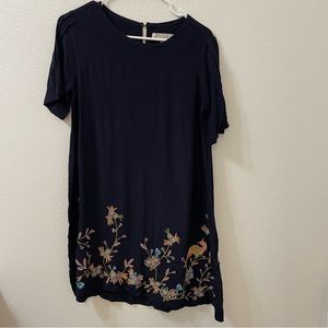 Ann Taylor loft t shirt dress floral blue xs